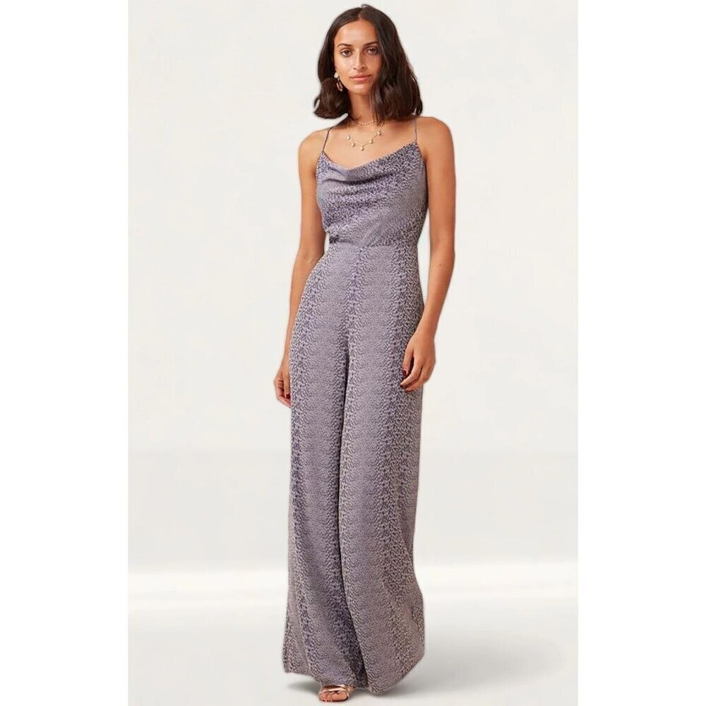 New Finders Keepers Pantsuit Jumpsuit Wide Flare Leg Cowl Neck Wedding Guest